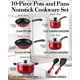 thumbnail image 2 of Cook N Home Juego de Ollas y Sartenes Antiadherentes Batería de Cocina de 10 Piezas, Juego de Cocina con Forma de Vientre con Sartenes y Cacerolas, Compatible con Inducción, Mármol Rojo, 2 of 5
