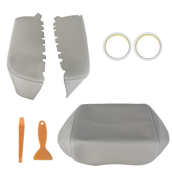 LABLT Center Console Lid Door Armrest Cover Skin Gray Leather for Car 09-15 Honda Pilot
