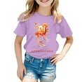 thumbnail image 1 of PMVFHDE T-Shirts à Manches Courtes pour Filles T-Shirts Amples pour Filles T-Shirts Amples pour Filles T-Shirts Imprimés Col Rond Manches Courtes T-Shirt Violet, 8-9 Ans, 1 of 4
