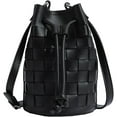 thumbnail image 1 of LHSHID Mini Leather Woven Bucket Bag Drawstring Purse Crossbody Handbag, 1 of 7
