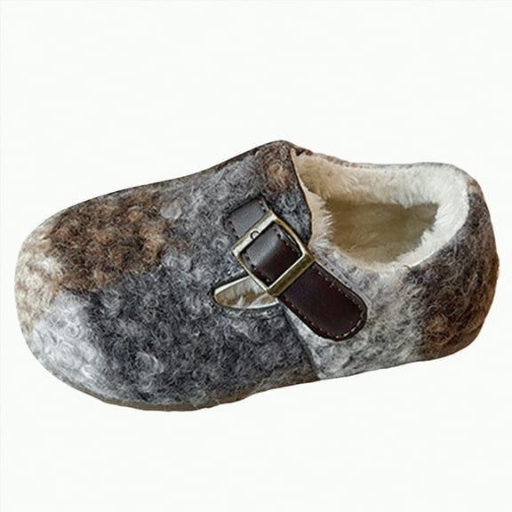 Gvdentm Girls' Slippers Slippers Plush Lightweight Warm Comfort Soft Slipper House Shoes for Kids(Grey,2)