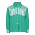 thumbnail image 3 of TiaoBug Kids Western Cowboy Shirts Fringe Tassels Sequin Cowgirl Tops Long Sleeve Blouse Button Down Coat Green 14, 3 of 5
