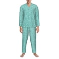 thumbnail image 3 of Lsque Teal Turquoise Glitter Pattern Long Sleeve Pajama Set for Men - Soft 2-Piece Sleepwear and Loungewear Set with Pockets, Comfy Nightwear-XX-Large, 3 of 7