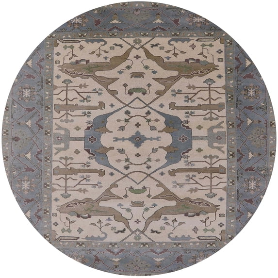Ahgly Company Machine Washable Indoor Round Industrial Modern Sandstone Brown Area Rugs, 6' Round