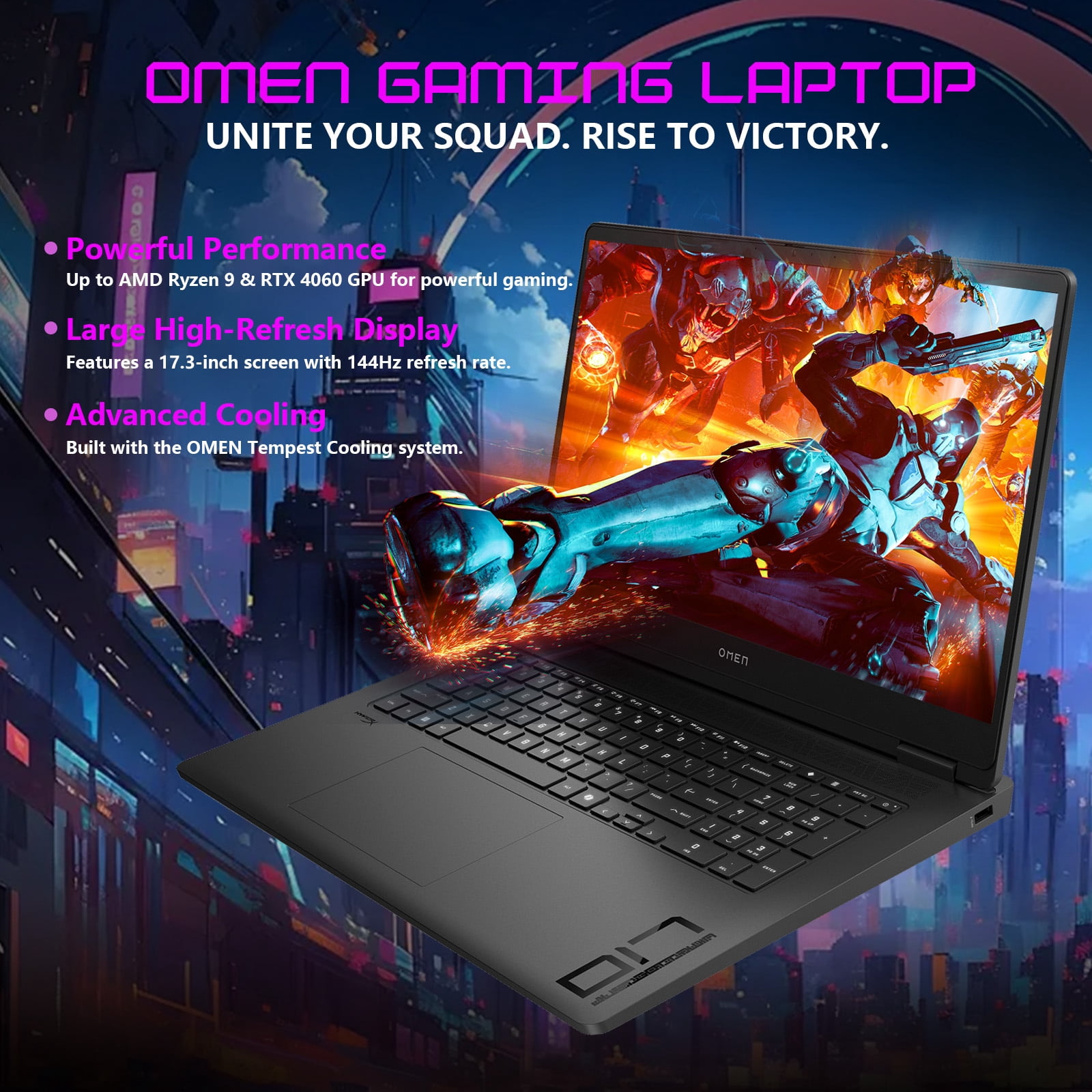 HP Omen 17.3" FHD 144Hz IPS Gaming Laptop, AMD Ryzen AI 9 365, Nvidia RTX 5060 8GB GDDR7, 16GB DDR5 RAM, 1TB SSD