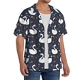 thumbnail image 2 of Sikiie Swan And Flowers1 Men's Wrinkle Free Untucked Cuban Shirt Business Casual Button Down Shirts Short Sleeve Shirt3X-Large, 2 of 5