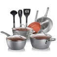 thumbnail image 1 of NutriChef Juego de utensilios de cocina antiadherentes de 11 piezas, sin PTFE/PFOA/PFOS, juego de ollas y sartenes con cacerola, sartenes, ollas, tapas, utensilios, gris, 1 of 5