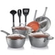 thumbnail image 1 of NutriChef Juego de utensilios de cocina antiadherentes de 11 piezas, sin PTFE/PFOA/PFOS, juego de ollas y sartenes con cacerola, sartenes, ollas, tapas, utensilios, gris, 1 of 5