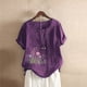 thumbnail image 1 of Fiudx Liquidación de Ofertas Flash Camiseta de Verano con Cuello Redondo y Manga Corta para Mujer, Informal, con Botones Impresos, 1 of 3