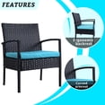 thumbnail image 3 of MEISSALIVVE 3 Pieces Outdoor Patio Furniture Set, Small Wicker Bistro Conversation Set for Porch and Balcony, All Weather PE Rattan Chairs with Table, Backyard Garden Furniture (Blue), 3 of 7
