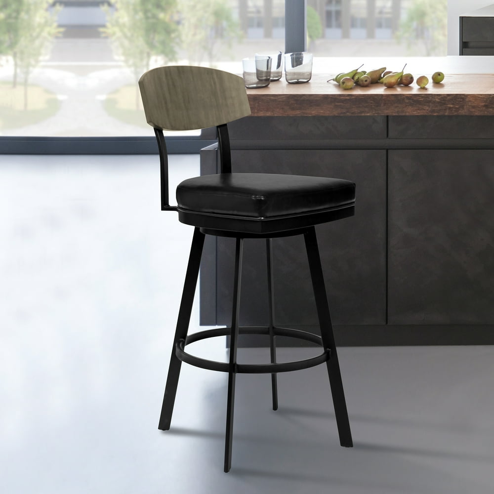 Frisco 26" Counter Height Barstool in Matte Black Finish with Black