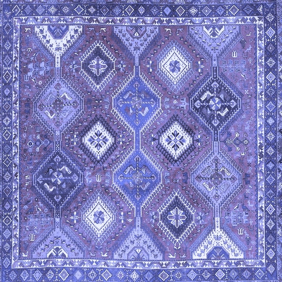 Ahgly Company Machine Washable Indoor Square Persian Blue Traditional Area Rugs, 3' Square