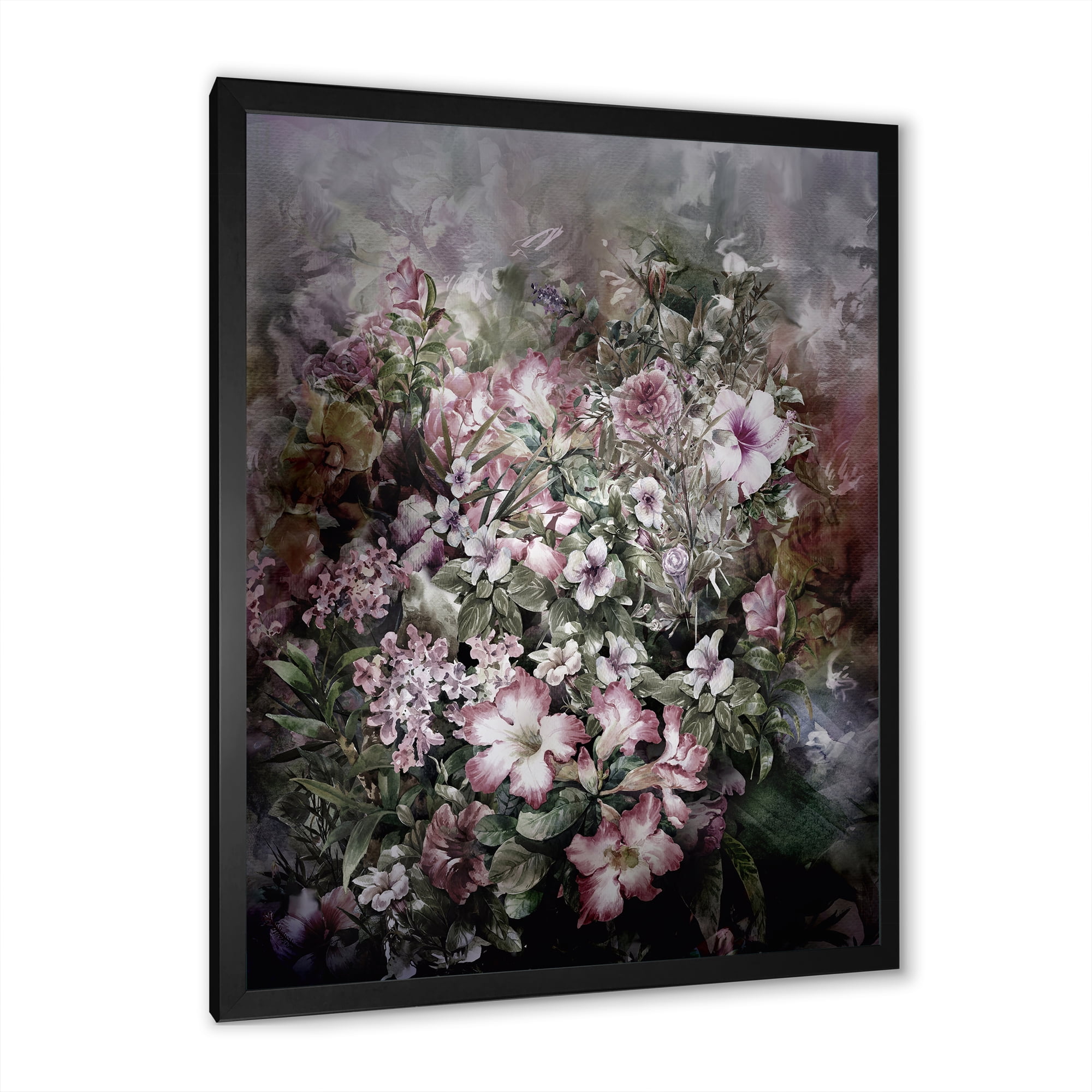Designart 'Drawing of Flowers Retro IV' Vintage Framed Art Print