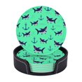 thumbnail image 1 of Posavasos de cuero de 6 piezas, posavasos de tiburón y ancla para bebidas, posavasos para tazas, regalo de inauguración de la casa, ideal para la decoración del hogar, 1 of 7