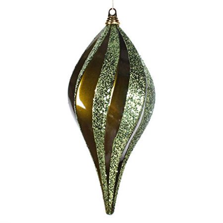 Vickerman 33642 - 8" Olive Candy Glitter Swirl Drop Christmas Tree Ornament (M132513)
