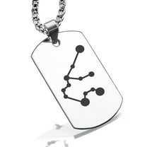 Stainless Steel Aquarius (Water Bearer) Astrology Constellation Dog Tag Pendant Necklace
