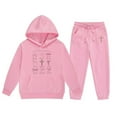thumbnail image 3 of WhouRiu Big Girl Outfit Set Long Sleeve Hoodie Pullover Top Pants Kids Fall Winter Casual Sweat Suit Pink.Sizes 8-9, 3 of 3
