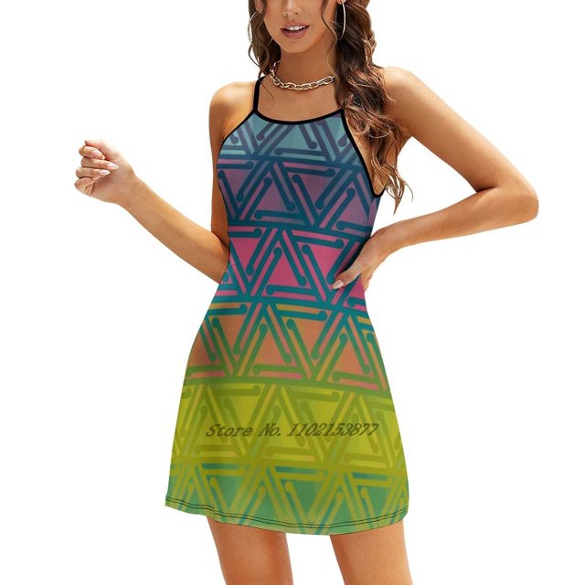 Ahuriri Robe d'Été Ample à Poches Imprimé Mode Manches Courtes Col en V Robe Trapèze Maori Maoridesign Ahuriri