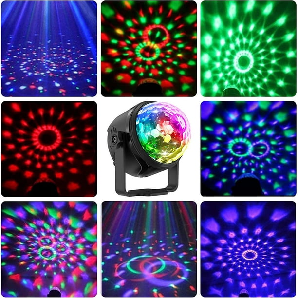 Mini boule disco lumineuse, lumières de fête disco à commande vocale effet  d'éclairage de scène