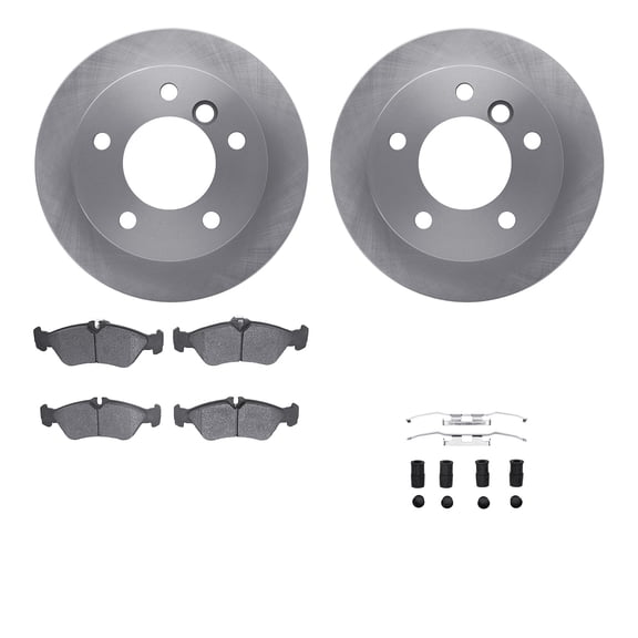 Dynamic Friction Company Rear Brake Rotors with 5000 Advanced Brake Pads includes Hardware 6512-40238