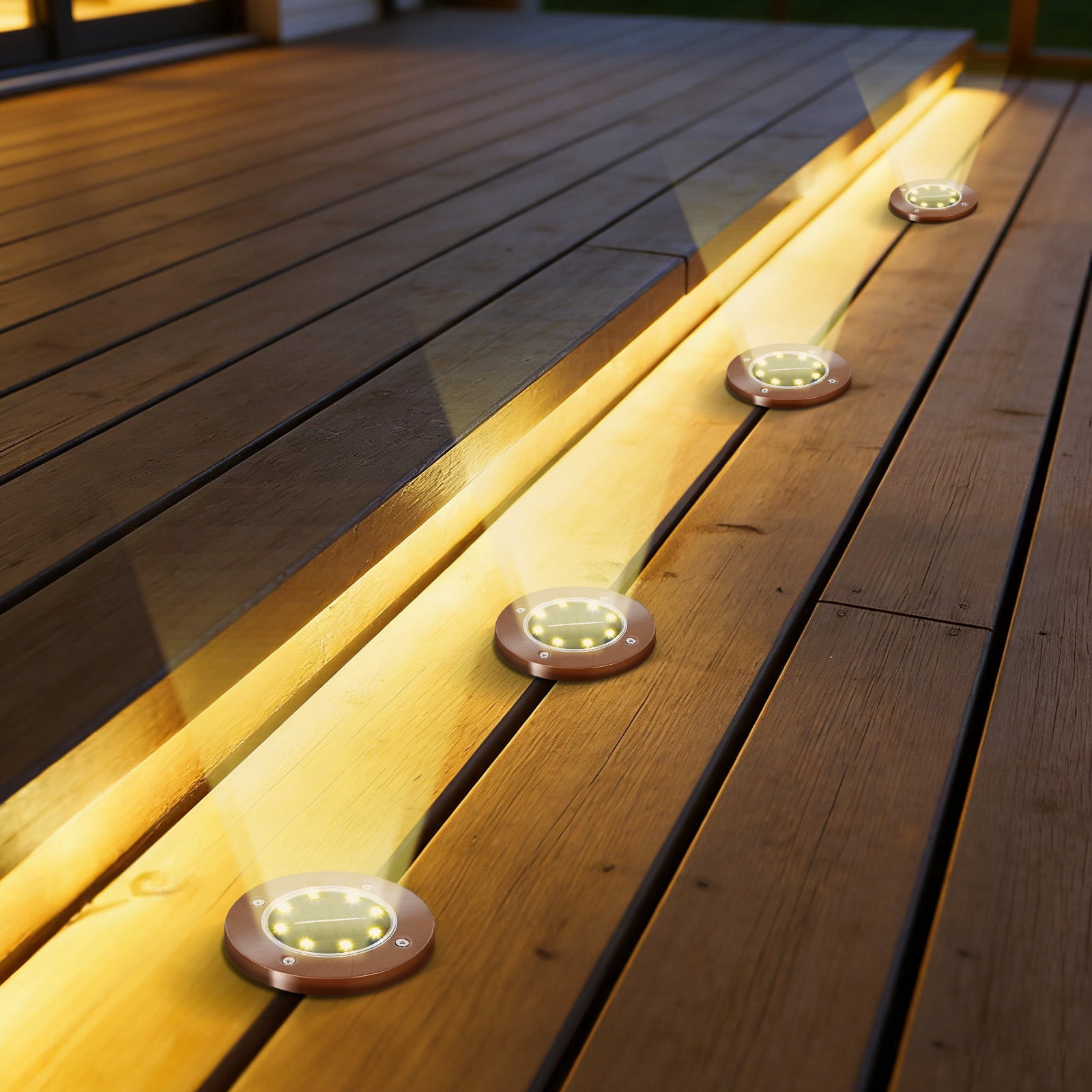 Solar Ground Lights, LEDs Outdoor Solar Disk Lights, Waterproof Mini Solar Powered Pathway Lights, Flat Landscape Lighting for Garden Walkway Driveway Patio Yard