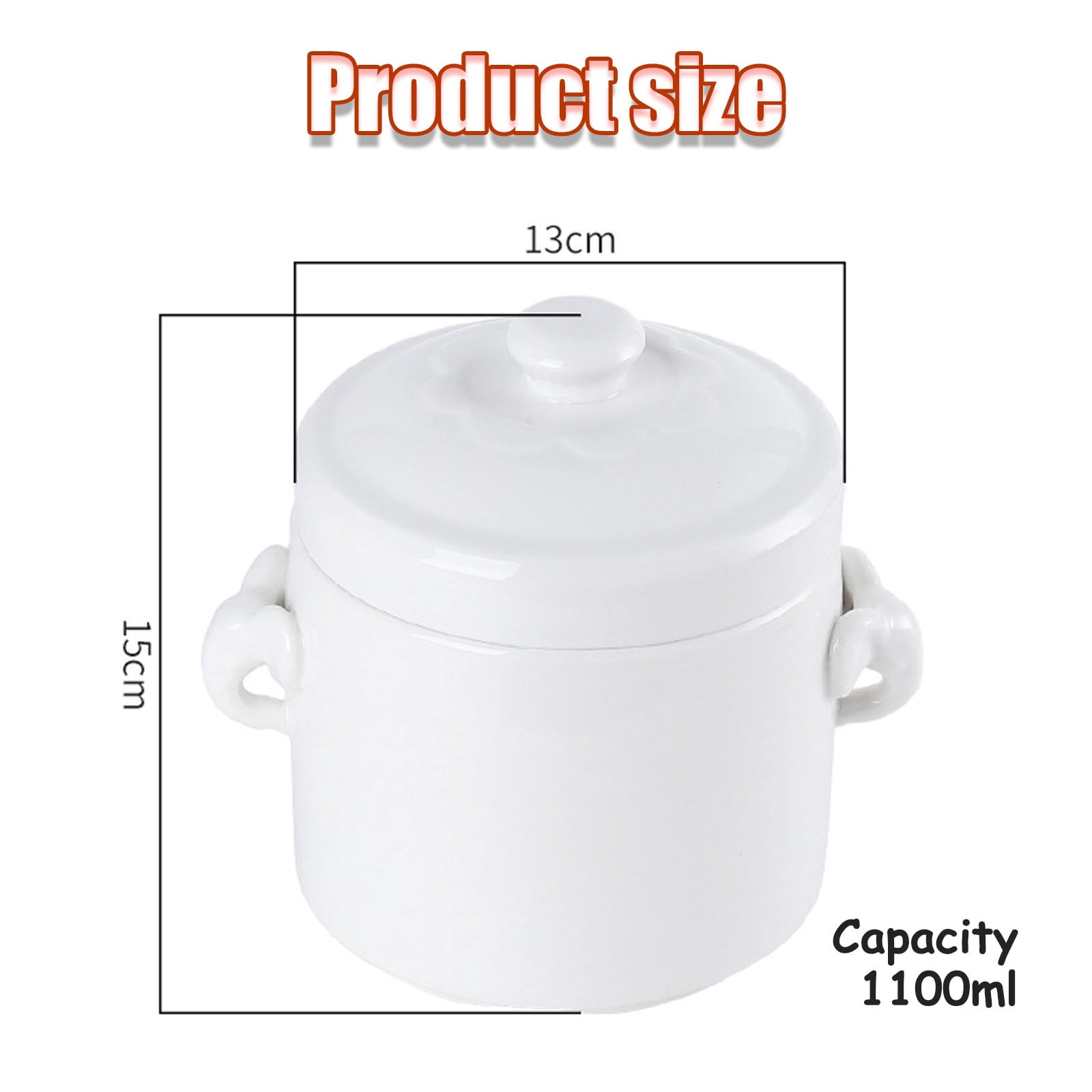 Ceramic stew pot, stew pot for braised food, dessert bowl, soup tureen with lid, soup bowl, instant noodle bowl, steamed egg bowl, double handle lid