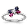 thumbnail image 4 of Auriga Fine Jewelry 925 Sterling Silver Created Ruby and Created Sapphire Butterfly Ring for Women Size 7, 4 of 6