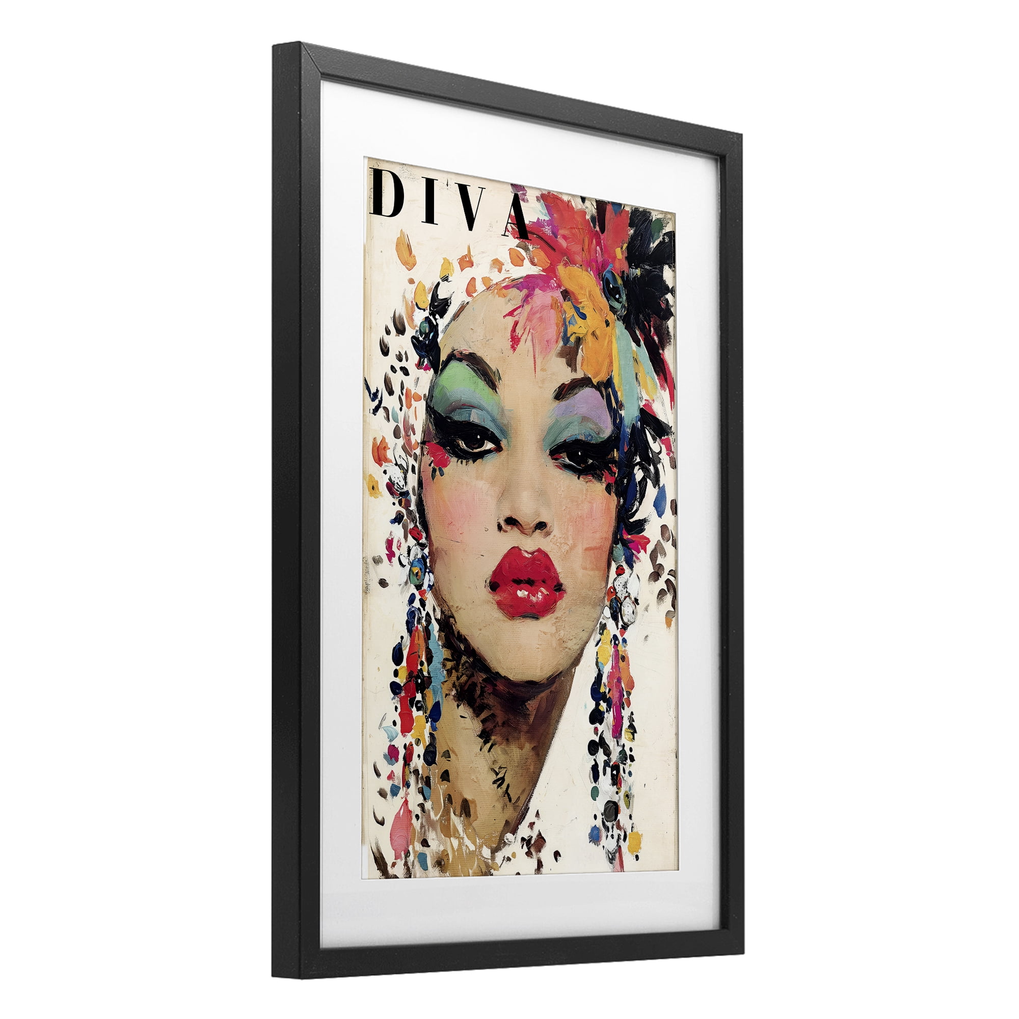 Stupell Industries Diva Fashion Portrait Black Framed Print Under Glass, design by Annabelle Hall