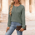 thumbnail image 4 of WQD Womens Sweater Long Sleeve Henley Shirts Loose Tunic Tops Casual Pullover Trendy Outfits for Fall Winter Spring (Available in Plus Size), 4 of 6