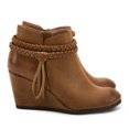 thumbnail image 2 of Dellytop Womens Wedge Ankle Boots Braided Fringe Strap Heeled Fall Booties Dress Shoes, 2 of 3