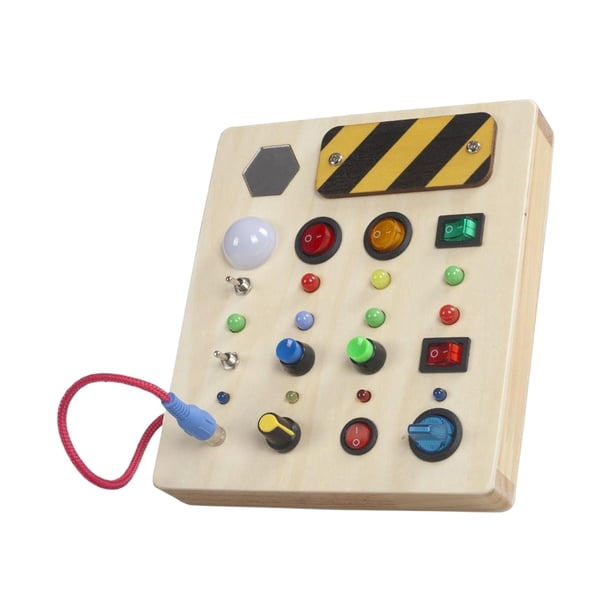 Tablero ocupado de madera, juguete Montessori con interruptor de palanca, aprendizaje sensorial, tablero de interruptor LED educativo, juguete de