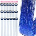 thumbnail image 2 of Hair Tinsel Kit Pack of 12 Pcs Hair Tinsel Clip in 19.6Inch Glitter Tinsel Hair Extensions Heat Resistant Clip in Hair Tinsel Sparkle Fairy Hair Accessories for Kids Girls Women (Pink), 2 of 9