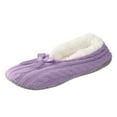 thumbnail image 3 of Fuzzy Slipper Socks for Women Cute Bow Soft Knit Winter Warm Slip on House Shoes Non-Slip Bedroom Booties Purple 9, 3 of 3