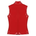 thumbnail image 4 of YONGHS Womens Patent Leather Tank Top Sleeveless Zipper Vest Shirt Jacket Red XXL, 4 of 7