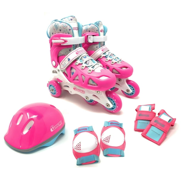 Chicago Skates Adjustable Inline Training Skate Combo Set Pink/White