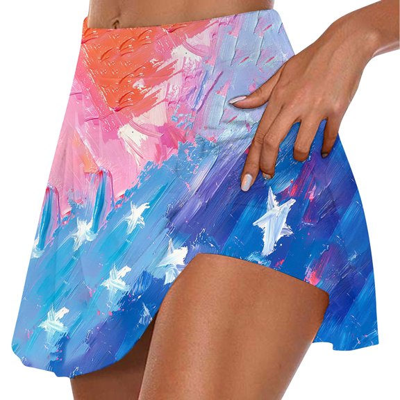 Vetsdori Womens Workout Skorts Yoga Summer Shorts Tennis Fourth of July Casual,Patriotic Skirts for Women Running