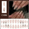 thumbnail image 2 of Sinyiin Shining Press On Nail French Gleaming Flower Teard Medium Length Fingernails 24pc Comfortable Fit Faux Nail, 2 of 9