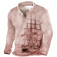 thumbnail image 1 of Blusas y camisas de manga larga con cuello redondo para hombre, blusa informal de moda con cuello vuelto, manga larga y botones estampados, blusa para hombre, 1 of 2