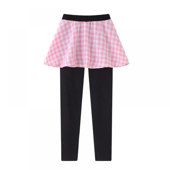 SYNPOS Little Girls Footless Leggings with Ruffle Tutu Skirt Stretchy Pants Teenage Child Tight Legging 3-11 Years