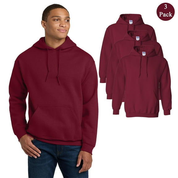 Gildan Heavy Blend Pullover Hoodie for Men, 3 Pack Fleece Hooded Sweatshirt, Cardinal Red, S