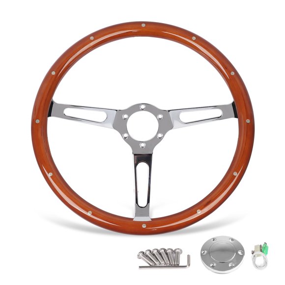 Volante CNSPEED 15" Grano de Madera 6 Pernos 380mm