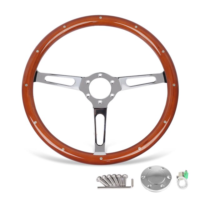 Volante CNSPEED 15" Grano de Madera 6 Pernos 380mm