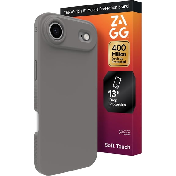 ZAGG Manhattan Snap Phone Case for iPhone Air - Gray Clay Drop Protection (13ft/4m) Soft-Touch Silicone Slim & Lightweight Smooth Surface & No-Slip Grip MagSafe Compatible