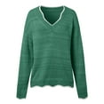 thumbnail image 4 of Lixiuxyad Chandail Mignon à Col en V pour Femmes Vert, 4 of 5