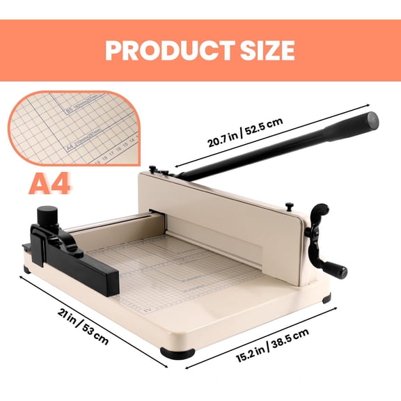 Muweixin White A4 Paper Cutter, 12in Guillotine Trimmer with 1.6in Cutting Thickness, Adjustable Paper Cutter Machine for Cardstock, PVC, Leather, Home and Print Shop