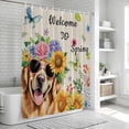 thumbnail image 5 of Spring Dog Shower Curtain Set - 48" x 72" Washable Bathtub Curtain with 12 Hooks, Rustic Watercolor Botanical Floral Sunflower Waterproof Fabric Stall Shower Curtains for Bathroom/Bathtub Décor, 5 of 6