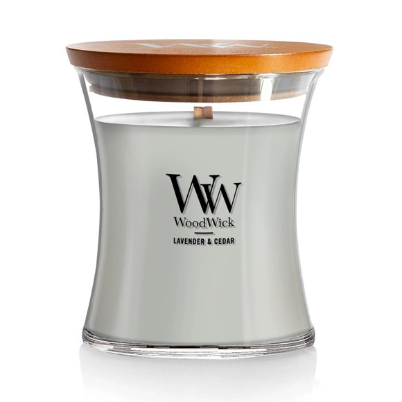 Reloj de arena mediano Candle WoodWick con aroma a lavanda y cedro, 285 ml