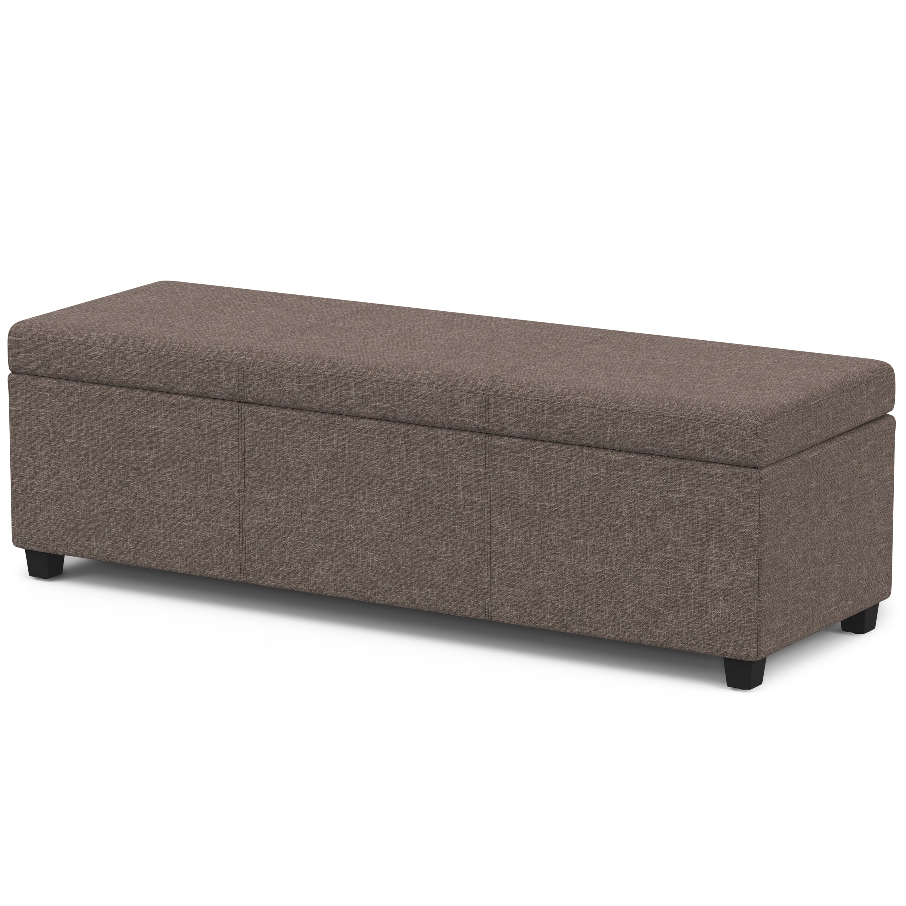 Avalon 54 inch Wide Contemporary Extra Large Storage Ottoman Bench in Fawn Brown Polyester Linen Fabric