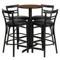 thumbnail image 2 of Flash Furniture 24'' Round Walnut Laminate Table Set with X-Base and 4 Two-Slat Ladder Back Metal Barstools - Black Vinyl Seat, 2 of 3