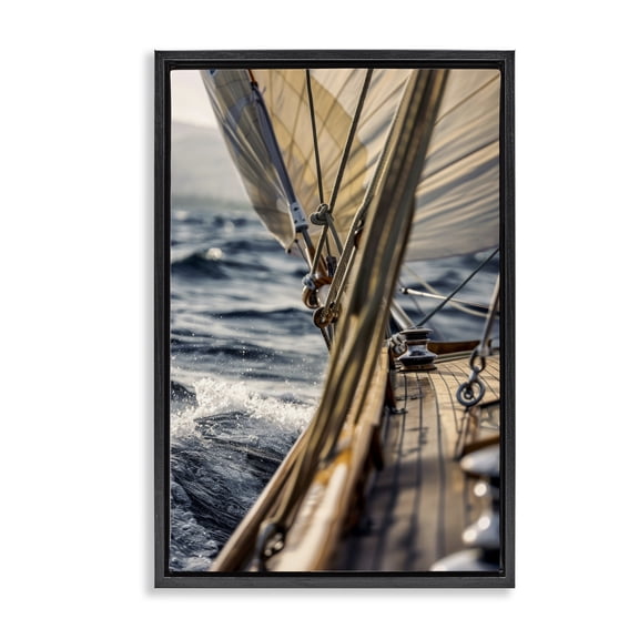 Stupell Industries Amidst The Blurring Sea Transportation Photography Black Floater Framed Canvas Art Print Wall Art, 17 x 25